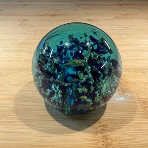 Beautiful Blue Vintage Glittery Paperweight 2.5” Tall